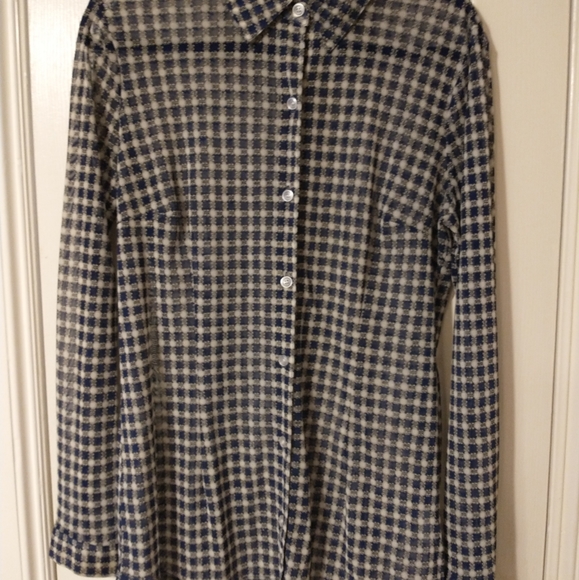 CAbi sheer plaid button down blouse - Picture 1 of 5